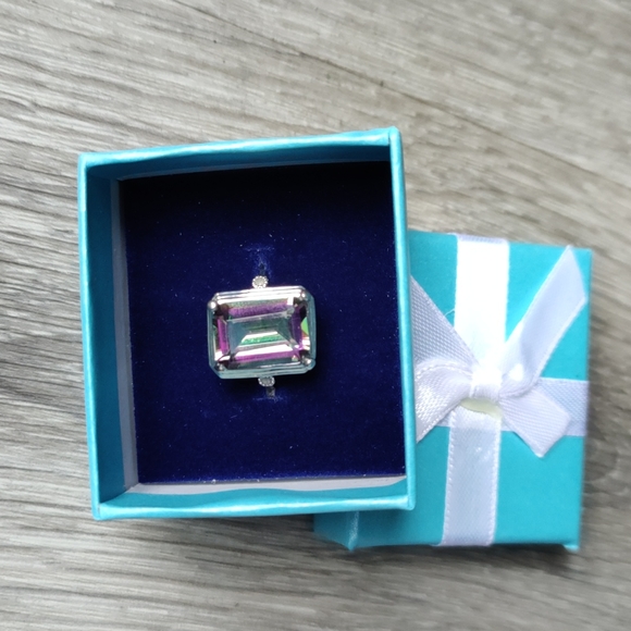 NWT 10 Karat Mystic Topaz and Halo Diamond Ring - Picture 6 of 7